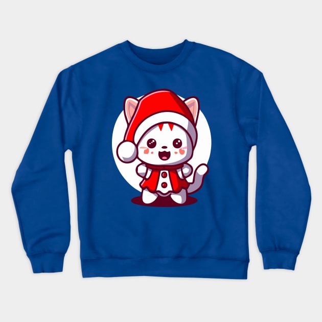 Cute Cat Wearing Santa Suit Crewneck Sweatshirt by Mr.FansArt